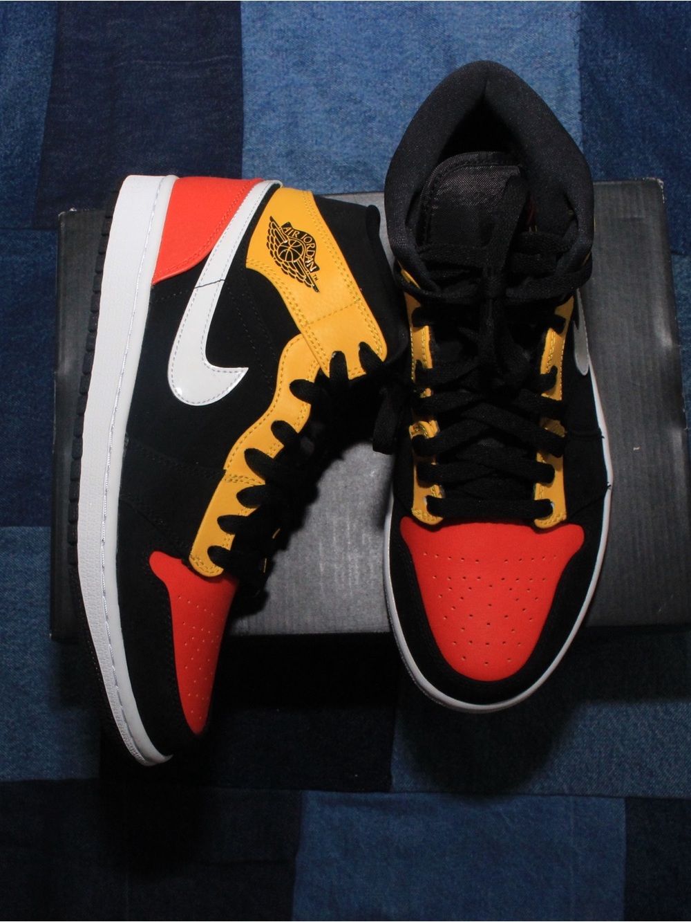Nike Air Jordan 1 Mid - Black, Red & Yellow